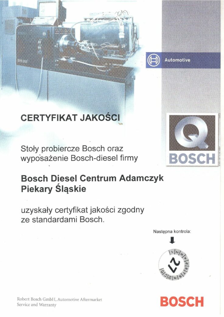 Certyfikat Stołów Probierczych